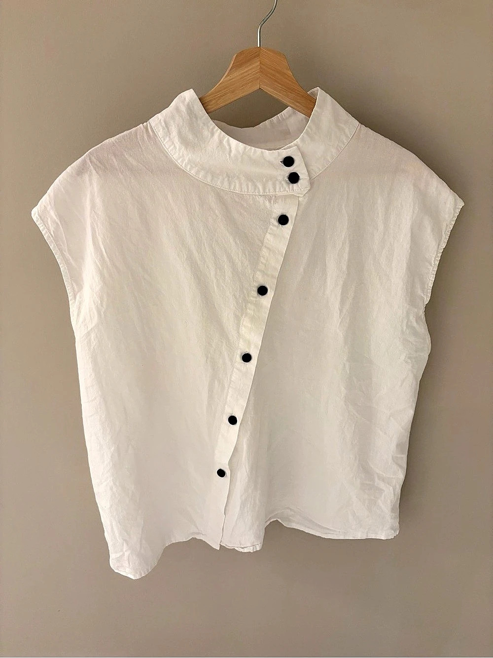 White Asymmetrical Button Front Top Like New